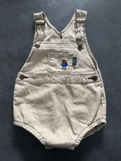 POLO baby ベージュ オーバーオールロンパース