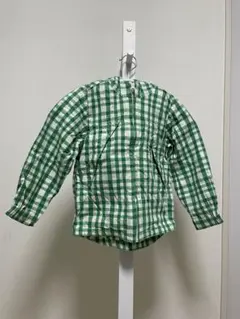 babyGAPフード付き長袖ジャケット 110cm 緑と白チェック