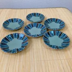 有田焼 英峰窯 小皿 6枚セット グレー ストライプ 十草模様 和食器 取り皿