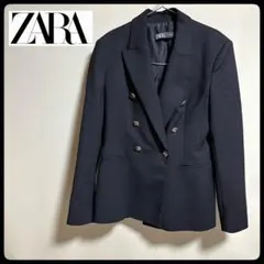 ZARA テーラードジャケット 黒 金ボタン ダブル M