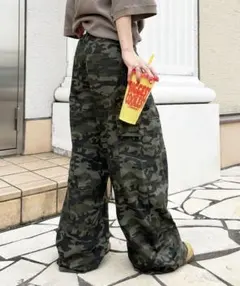 カモフラ カーゴパンツ ワイドパンツ 迷彩 バギーパンツ Y2K
