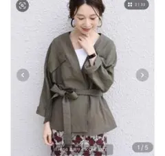 美品✨SHIPS レーヨンリネンサファリジャケット ライトオリーブ