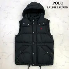 美品★ポロラルフローレン ダウンベスト ポニー刺繍 ブラック XS　D913