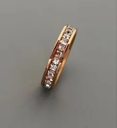 【高品質】9号　ピンクゴールド　レディースリング　ステンレス　ジルコニアきらきら