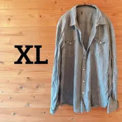 ライトブルー ボタンアップシャツ 長袖【XL】