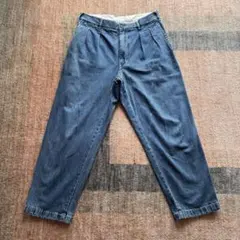 ユニクロU 18SS ワイドフィットタックパンツ インディゴ ブルー 76cm