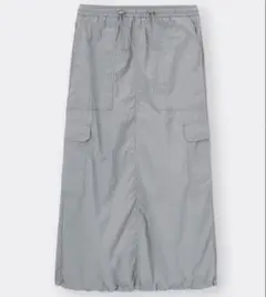 美品＊テックカーゴロングスカート S グレー