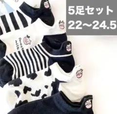 5足セットソックス 靴下 レディースショート くるぶし スニーカー 牛柄