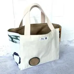 ③ミナペルホネン　ミニトートバッグ　刺繍生地　ハンドメイドのサムネイル