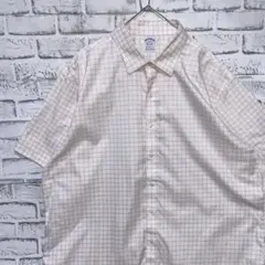 ブルックスブラザーズ半袖シャツ！チェックピンク　2XL 0715