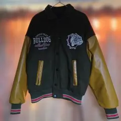 スタジャン オリーブグリーン/ブラウン【L】【中綿あり】※最終値下げしました♪