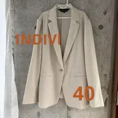 【美品】インディヴィ 麻調テーラードジャケット 洗える/防シワ/冷触感UVケアのサムネイル