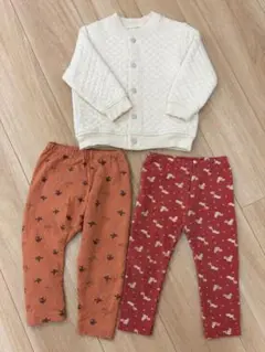 ユニクロ ベビー服 90 秋冬 キルトブルゾン 長ズボン 3点セット