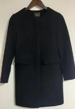 デミルクスビームス　ノーカラーコート　キルティングメルトンコート ブラック　S