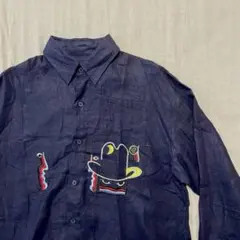 【デッドストック】goouch リネン　ダークネイビー　90's Y2K アート