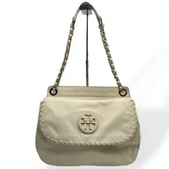 良品　Tory Burch マリオン　ショルダーバッグ　アイボリー　チェーン
