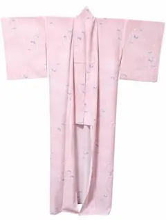 美品✨東レシルック 絽 夏着物 洗える小紋 誂え手縫い仕立て 淡ピンク 草花柄のサムネイル