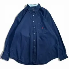 希少‼︎ USA製 90s ノーティカ 刺繍ロゴ ボタンダウンシャツ 紺 2XL