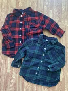無印良品　チェックシャツ　2枚セット　80&90