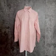 ✨UNIQLO✨ユニクロ♡長袖シャツ♡ブラウス♡ストライプ♡白/ピンク(S)