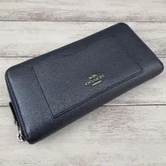 安心の匿名発送 COACH コーチ ラウンドファスナー長財布 メタリックブルー
