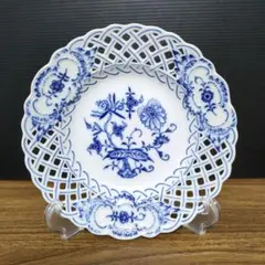 Meissen マイセン ブルーオニオン メッシュ プレート 透かし皿のサムネイル