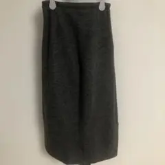 [a447] MB LUCAS グレー ウール混紡 ロングスカート
