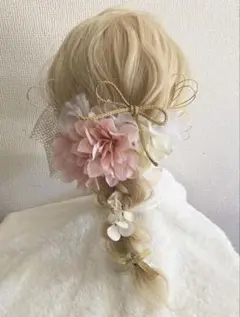 卒業式袴着物振袖髪飾り花飾りセットピンク ホワイト