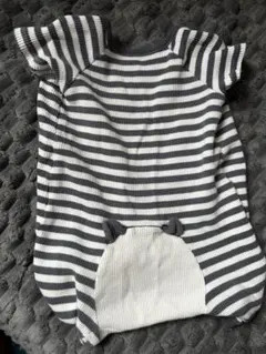 前開き ロンパース ボーダー パンダ 60-70サイズ