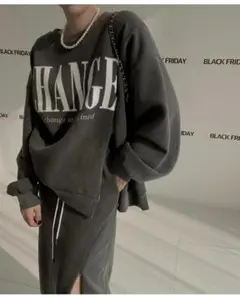 プリントグレーオーバーサイズスウェット