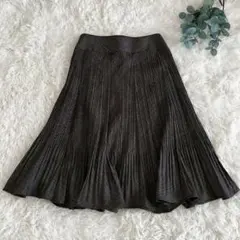 美品【ニジュウサンク】(XL)フレアスカート チェック 灰 通勤 カシミヤのサムネイル