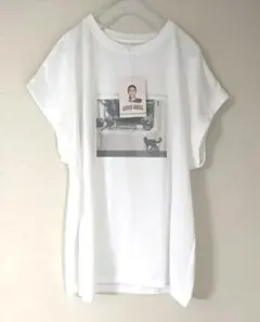 新品大きいサイズSUNNY HOUSE白色風景猫ネコTシャツチュニックLLのサムネイル