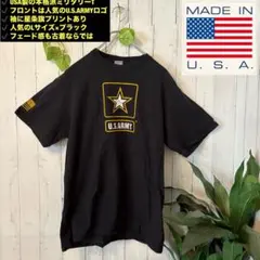 US ARMY USA製 L 黒Tシャツ 星条旗プリント　古着　ミリタリー