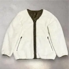W closet ボアジャケット リバーシブル キルティング ノーカラー 白