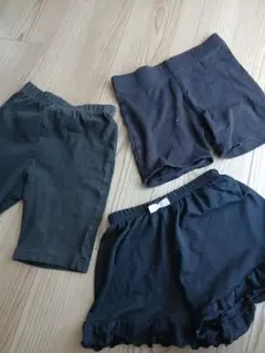 女の子 スパッツ ショートパンツ 3点セット 黒 幼稚園 保育園　まとめ売り