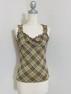 Burberry Blue Label　チェック柄 ホルターネックタンクトップ BURBERRY BLUE LABEL ノバチェック タンクトップ M オレンジ｜Yahoo