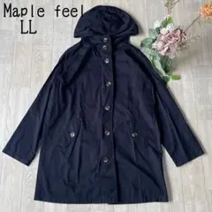 【Maple feel】薄手コットン　トレンチコート　フード　ネイビー　紺　LL
