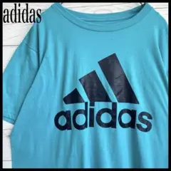 アディダス Tシャツ パフォーマンスロゴ ターコイズブルー 水色