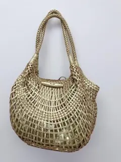 MICHEL KLEIN 2ウェイハンドバッグ ゴールド 水色