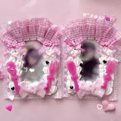 ♥ トレカケースデコ 量産型 平成女児 ホイップデコ ピンク リボン フリル ♥