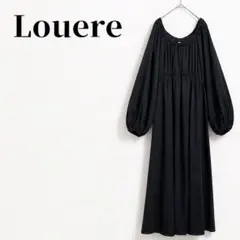 Louere　ウエストギャザーボリュームスリーブワンピース　ロング　ブラック　L