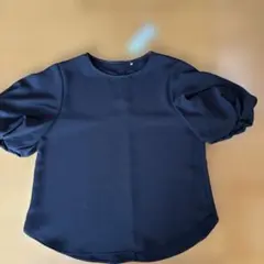 GU ブラック パフスリーブブラウス S