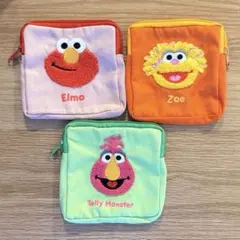 セサミストリート もこもこポーチ3　ポーチ 3個セット