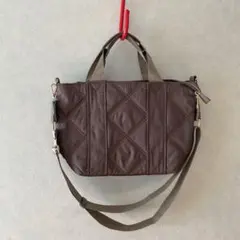 ブラウン キルティングトートバッグ　シャンブル