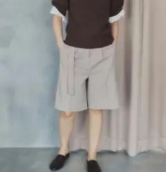 Mila Owen ベルト付き後ゴムハーフパンツ/ベージュS