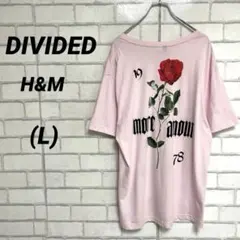 DIVIDED H&M 薔薇のバックプリントTシャツ　ピンク　カットソー　バラのサムネイル