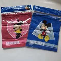 レトロ　希少ディズニー ミニーマウス＆ミッキーマウス 巾着　セット