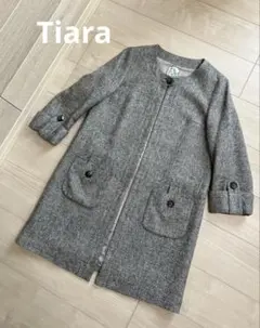 TIara スプリングコート 袖七分丈 ブルーグレー メルローズ