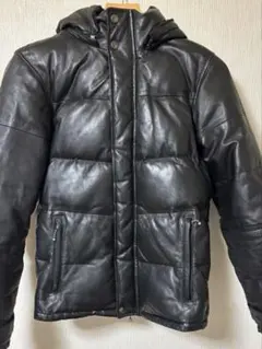 グラム ラムレザー ダウンジャケット 羊革 2way フード着脱 ブラック ボア