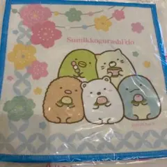 限定 ❤️ すみっコぐらし 銀閣寺 ミニ タオル はなやか七宝 ハンカチ ブルー